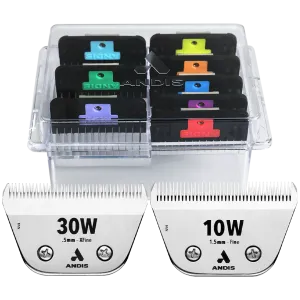 8pc Wide Comb Attachment With #30W XFine and #10W Fine CeramicEdge Blade by Andis