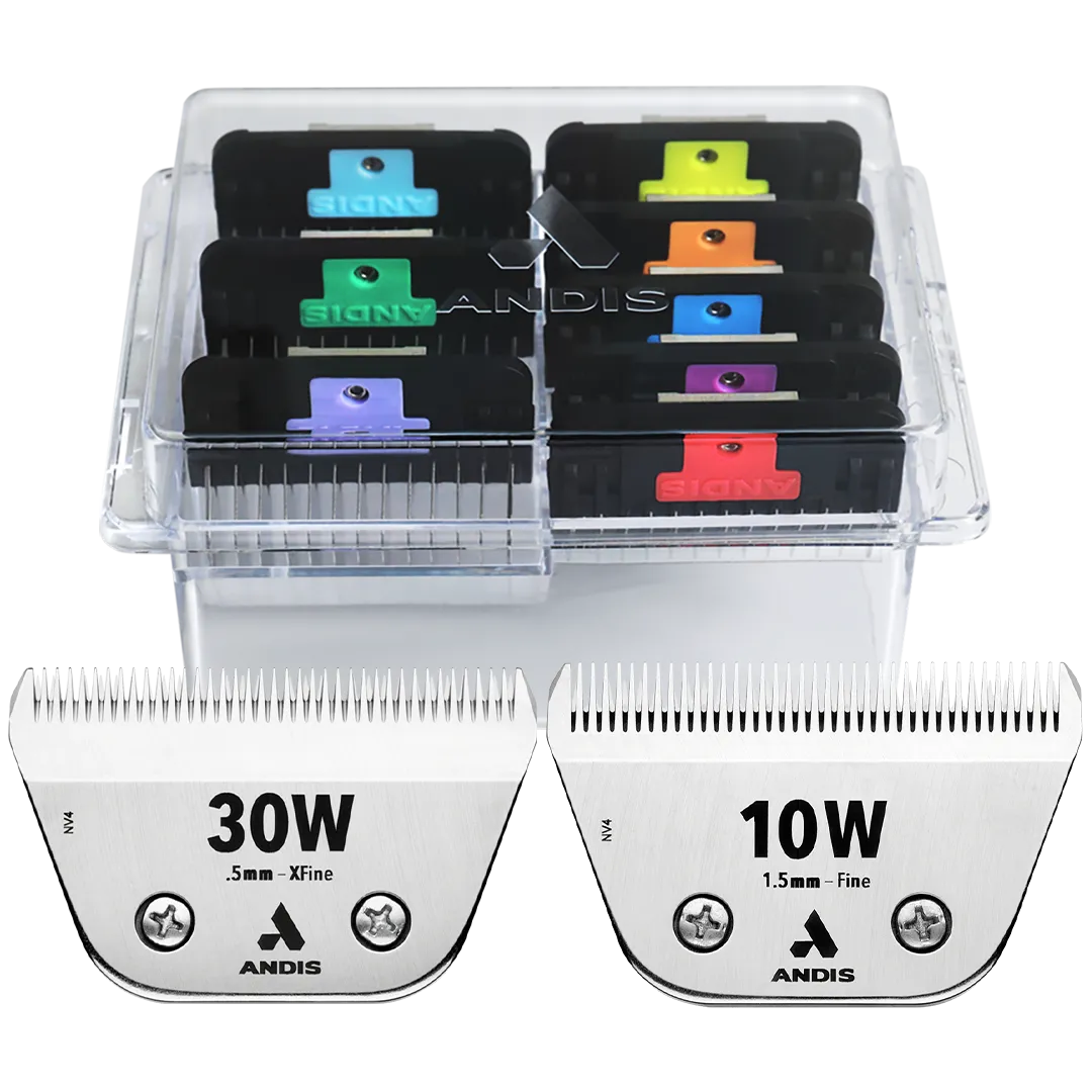 8pc Wide Comb Attachment With #30W XFine and #10W Fine CeramicEdge Blade by Andis