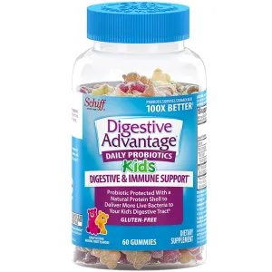 Digestive Advantage Kids Probiotic Gummies Chewable Assorted Fruit Flavor 60 Count
