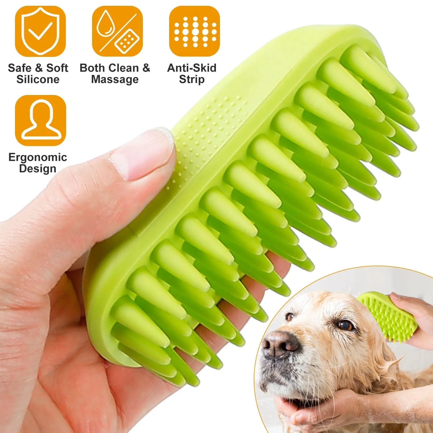 Dog Bath Brush Anti-Skid Pet Grooming Shower Silicone Massage Comb