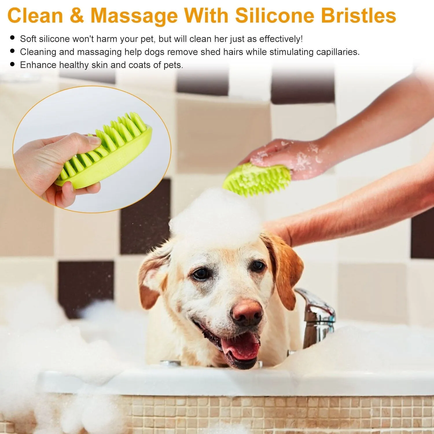 Dog Bath Brush Anti-Skid Pet Grooming Shower Silicone Massage Comb