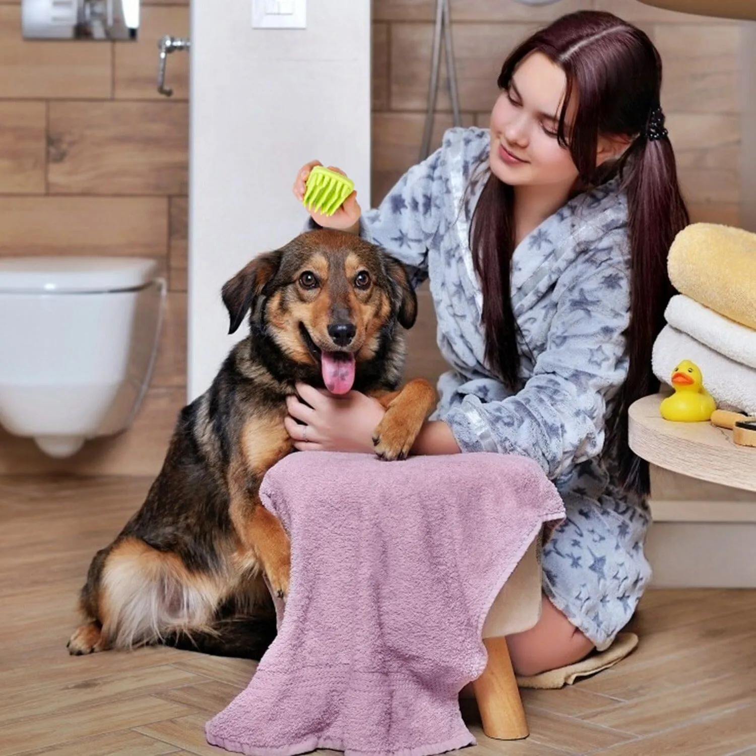 Dog Bath Brush Anti-Skid Pet Grooming Shower Silicone Massage Comb