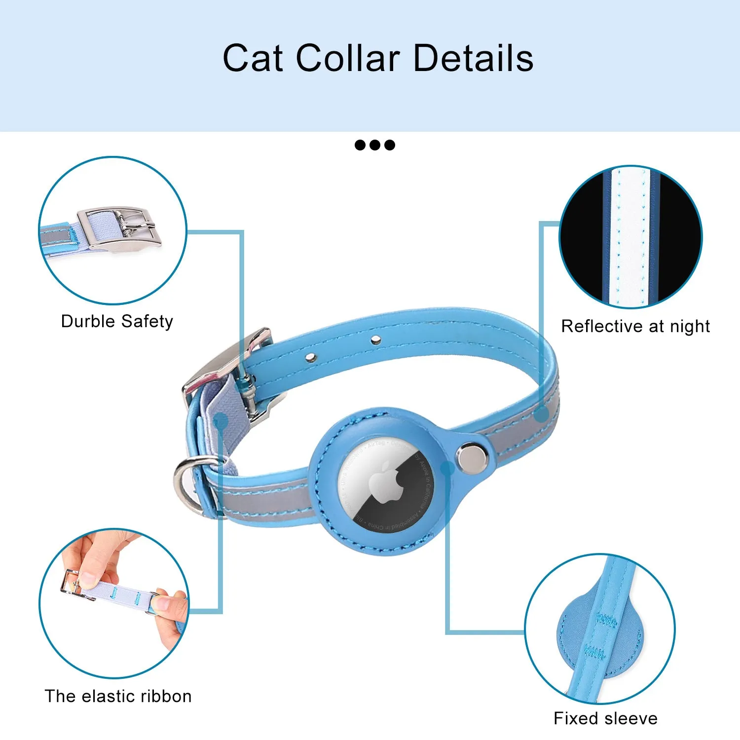 Frenchie Reflective Airtag Case Collar