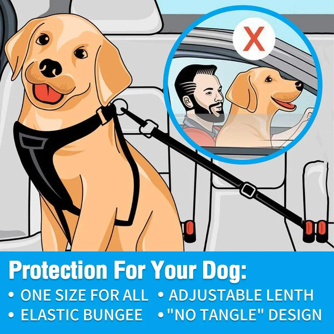 Heavy Duty Adjustable Elastic Pet Car Seat Belts-Red