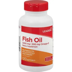 Leader Fish Oil 1000Mg Omega-3 300mg Dietary Supplement Softgels - 120 Ct