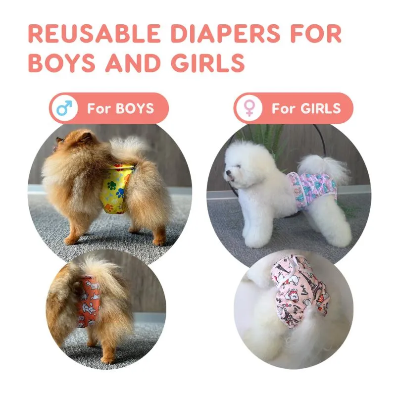 Misoko reusable diapers for male dogs, with whales