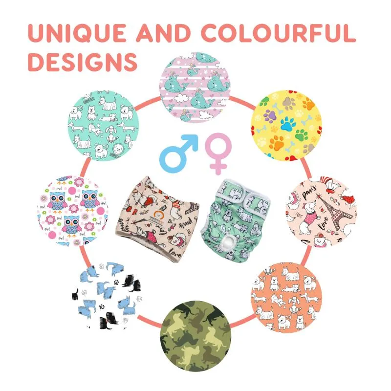 Misoko reusable diapers for male dogs, with whales