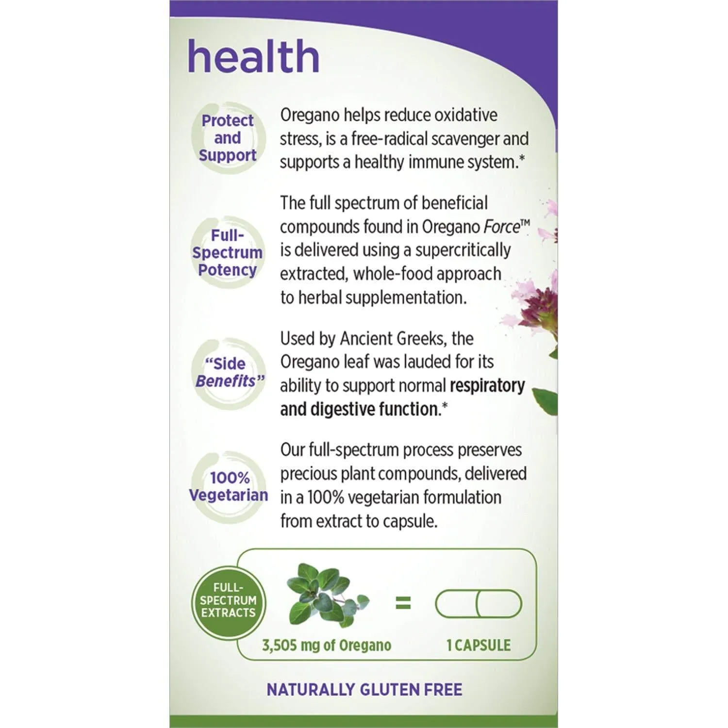 New Chapter Oregano Force for Immune Support Non-GMO - 30 Vegetarian Capsules
