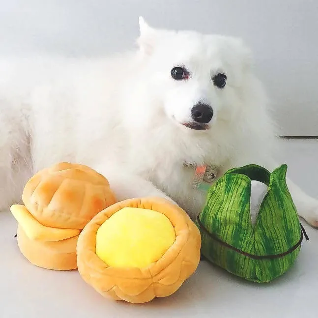 (Premium) Hong Kong Bolo Bun Squeaker Chew Toy for Pet Dogs