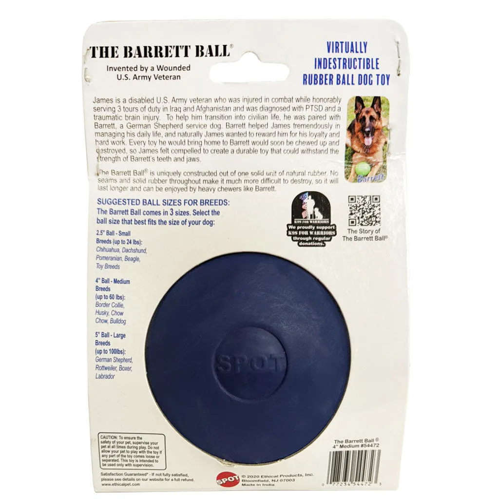 Spot Barrett Ball Dog Toy Blue Medium, 4"