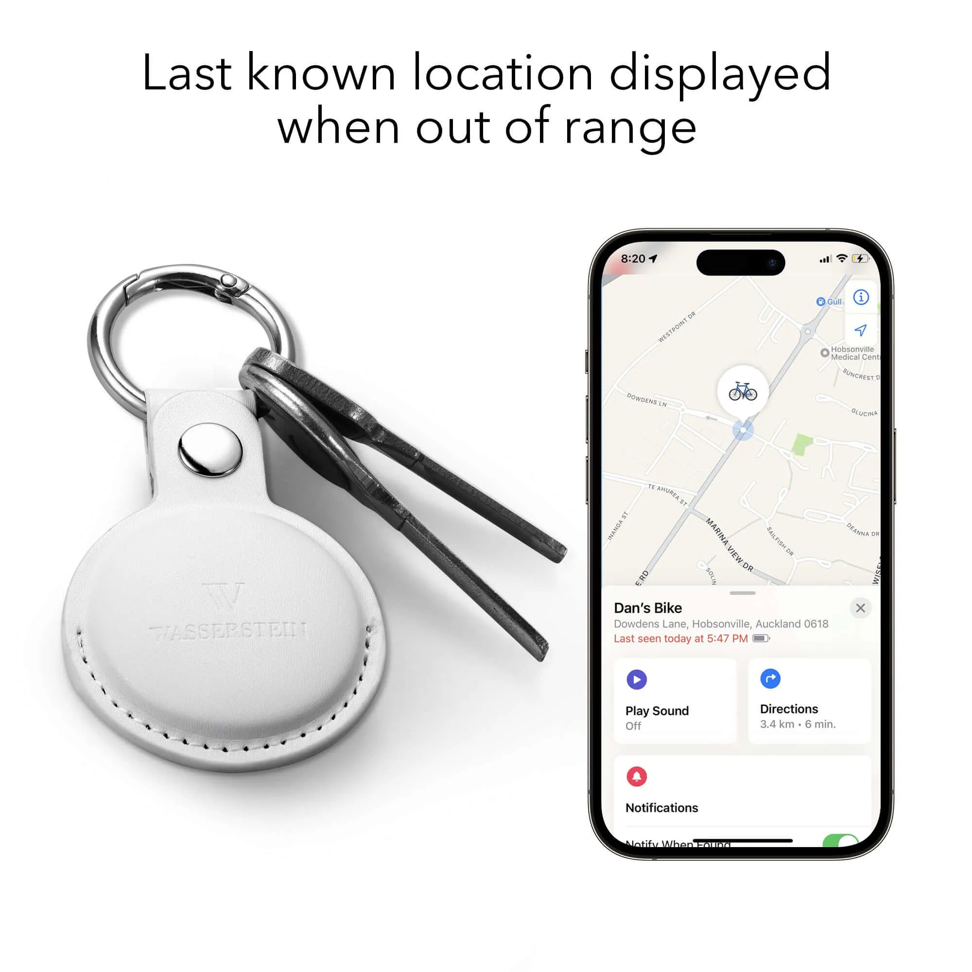 Wasserstein WTag Bluetooth Tracker - MFi Certified - Works with Apple Find My (Not Compatible with Android)