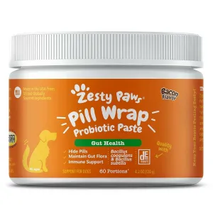 Zesty Paws Pill Wrap Probiotic Paste Bacon Flavor Digestive Support for Dogs (4.2 oz)