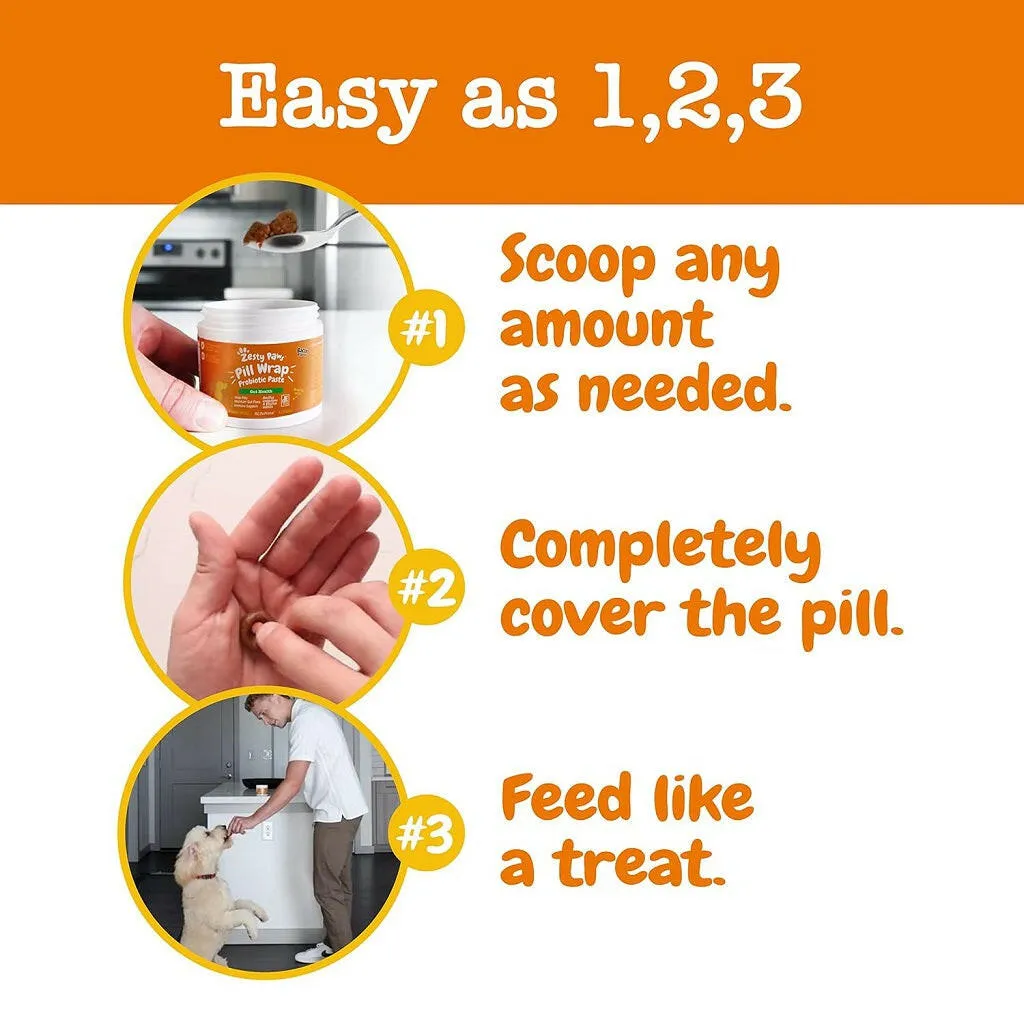 Zesty Paws Pill Wrap Probiotic Paste Bacon Flavor Digestive Support for Dogs (4.2 oz)